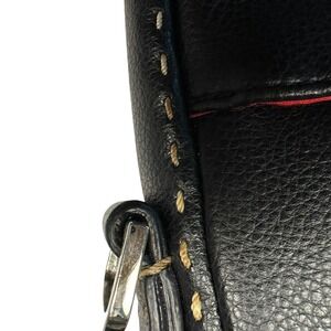 Liz Claiborne Black Leather Crossbody Messenger Bag with Red‎ Lining